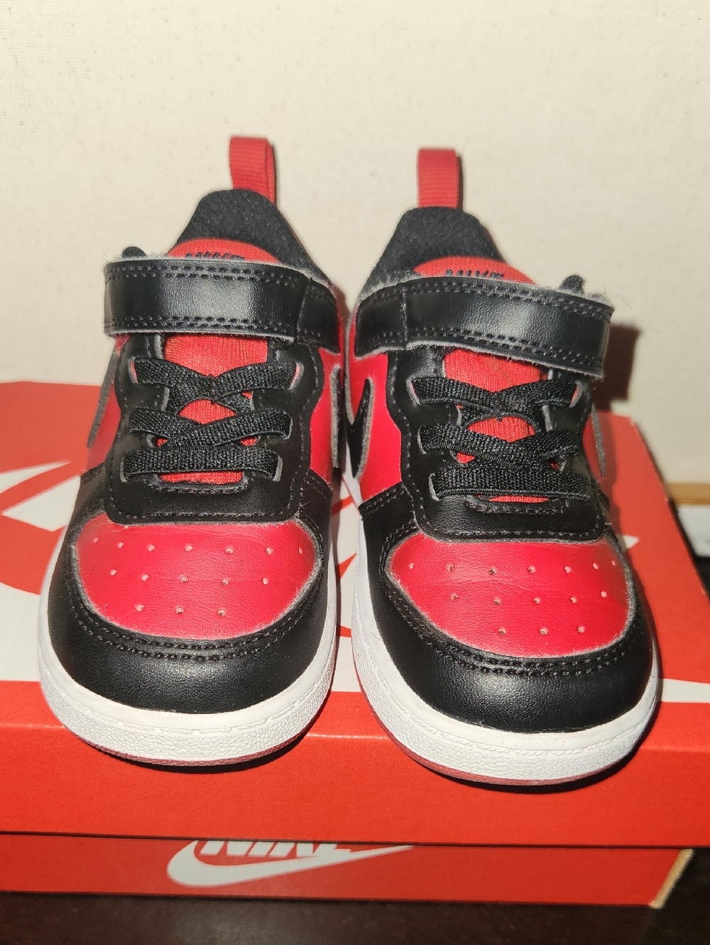 Nike Kids Red and Black Velcro & Lace Sneakers
